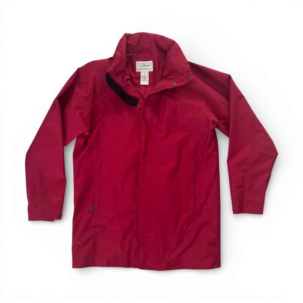 Vintage L.L.Bean GORE-TEX Jacket Mens Medium Red Hidden Hood Rain Coat
